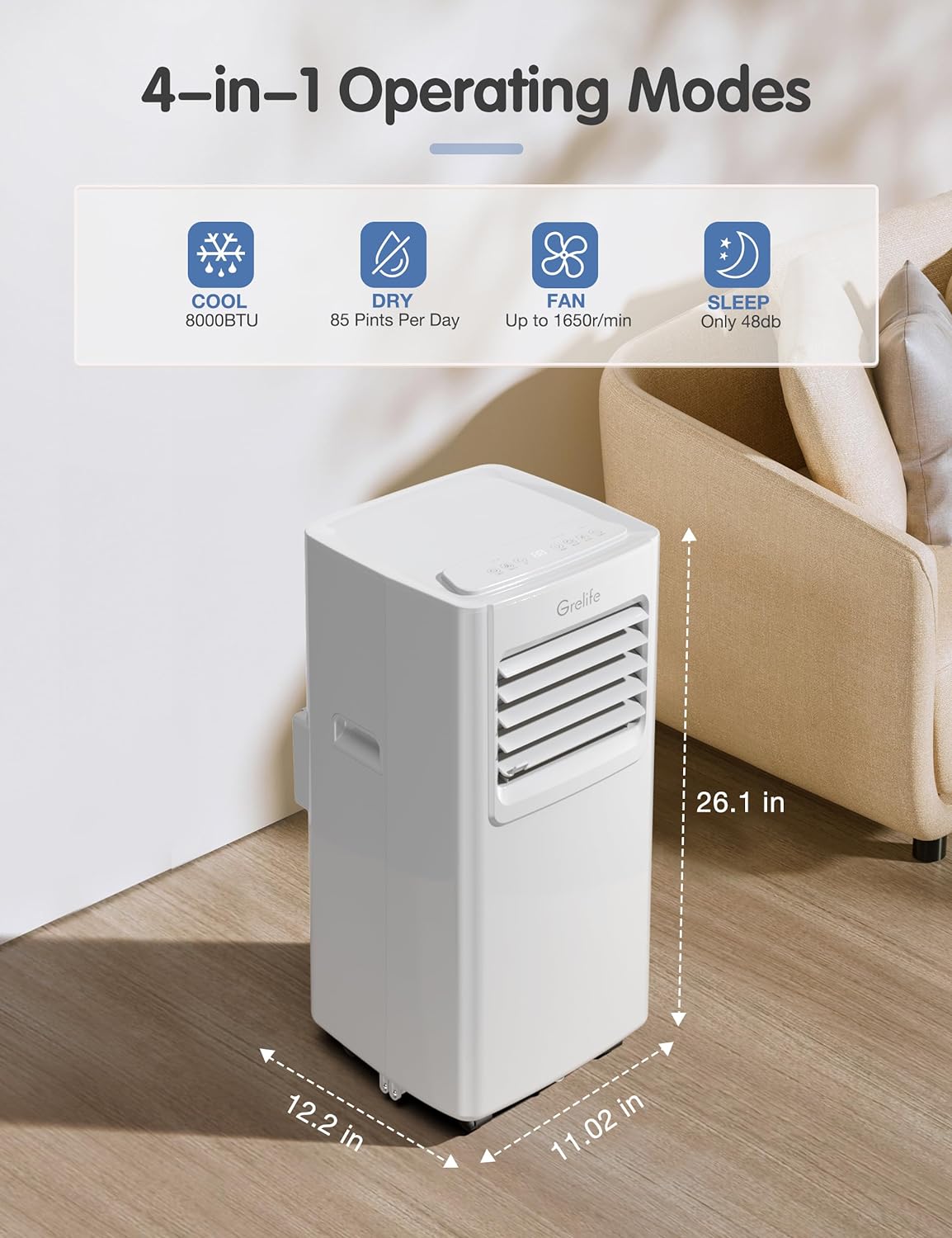 Grelife 8000BTU 4-in-1 Air Conditioner 